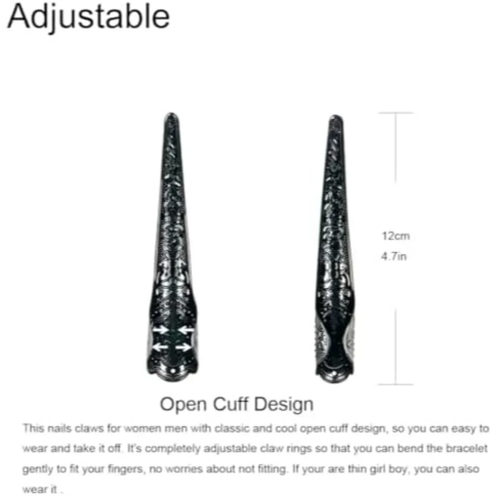 Black Faux Leather Claw Gloves with 10pcs Long Finger Claws Cosplay Halloween
